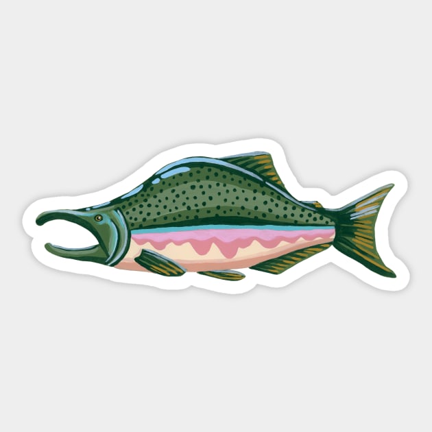 Pacific Salmon - Pink Salmon Sticker by paintedpansy